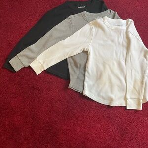 Old Navy Kids Long Sleeve Waffle Tees - Black, Gray, White